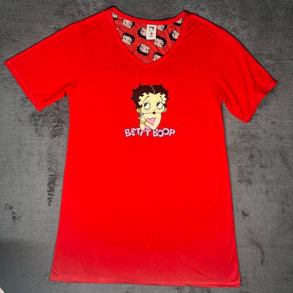 Betty Boop Cartoon Red Novelty Graphic Retro Nostalgic Y2K Oversized Tee Dress